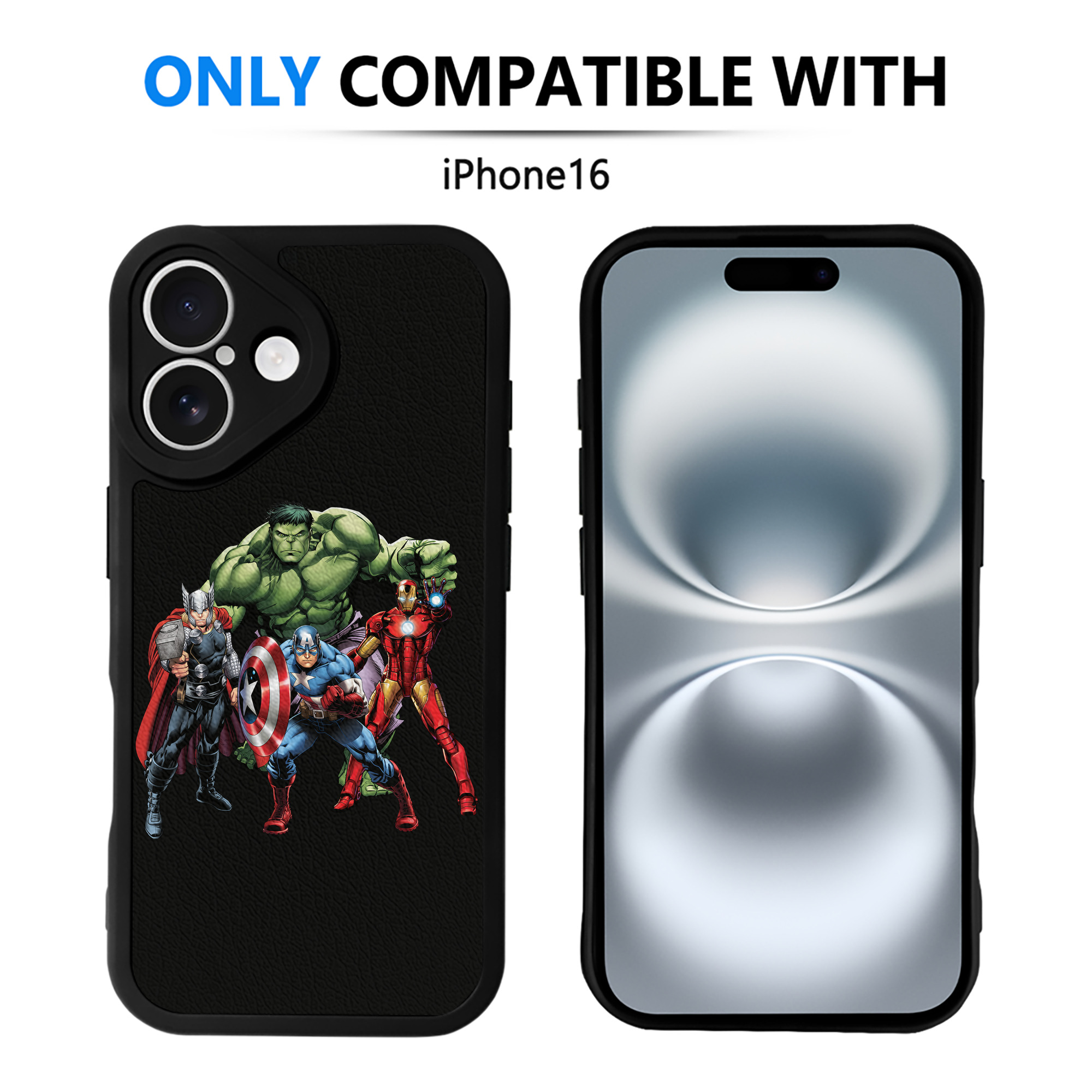 （画像用） アベンジャーズ The Avengers 【iPhone 16シリーズ対応】シリコンスマホケース（レザー調） 材質：シリコン